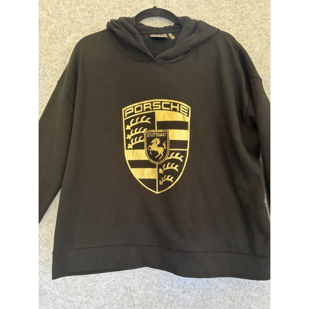 Porsche Gold Logo Made in Portugal Pullover Hoodie EU‎ Med Sweatshirt US LARGE